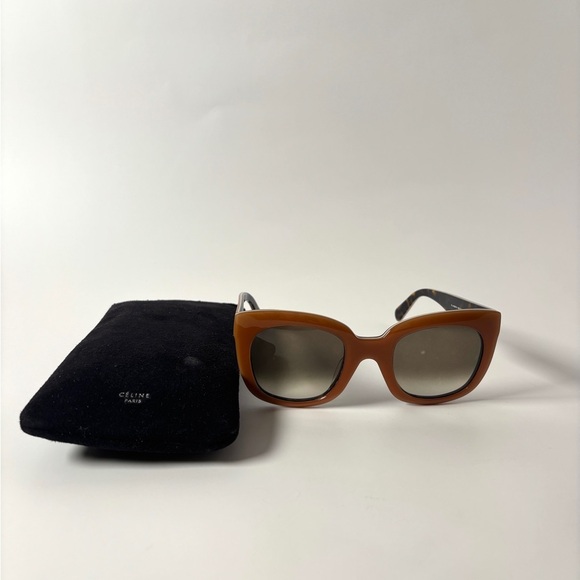 Céline Oversized Sunglasses – Caramel Square Frames – Authentic Designer Vintage